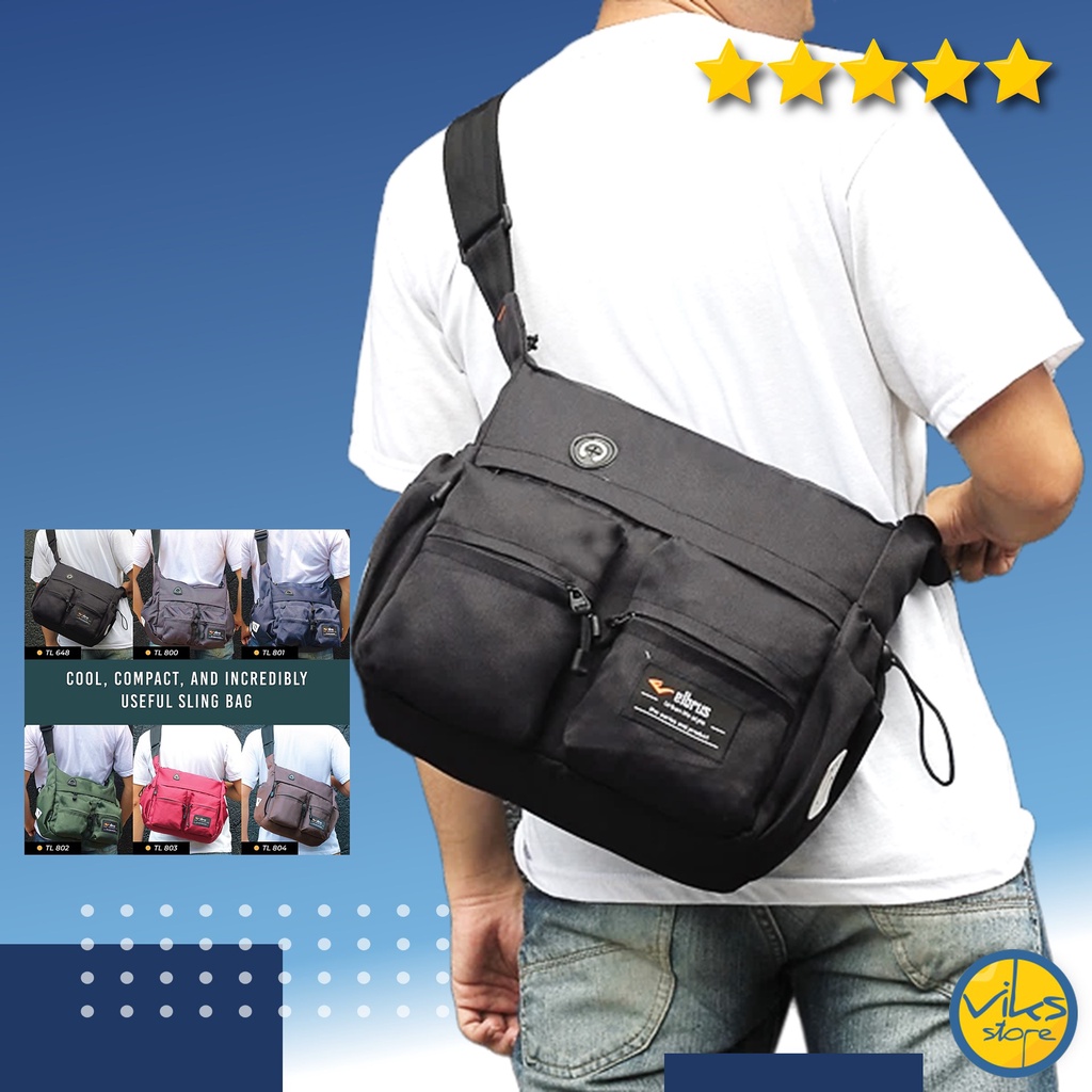 Tas Selempang Pria Cowok Elbrus Original Slingbag Tas Kerja Kuliah Sekolah Besar Simple Premium Tas Slempang Tas Dokumen Distro Original Model Terbaru