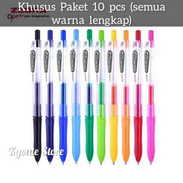 

Paket 10 Pcs Warna Pulpen Zebra Kokoro Gel Pen Lengkap Alat Tulis Sekolah