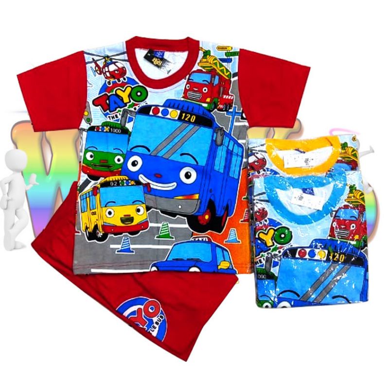 Setelan Baju Anak Tayo sablon
