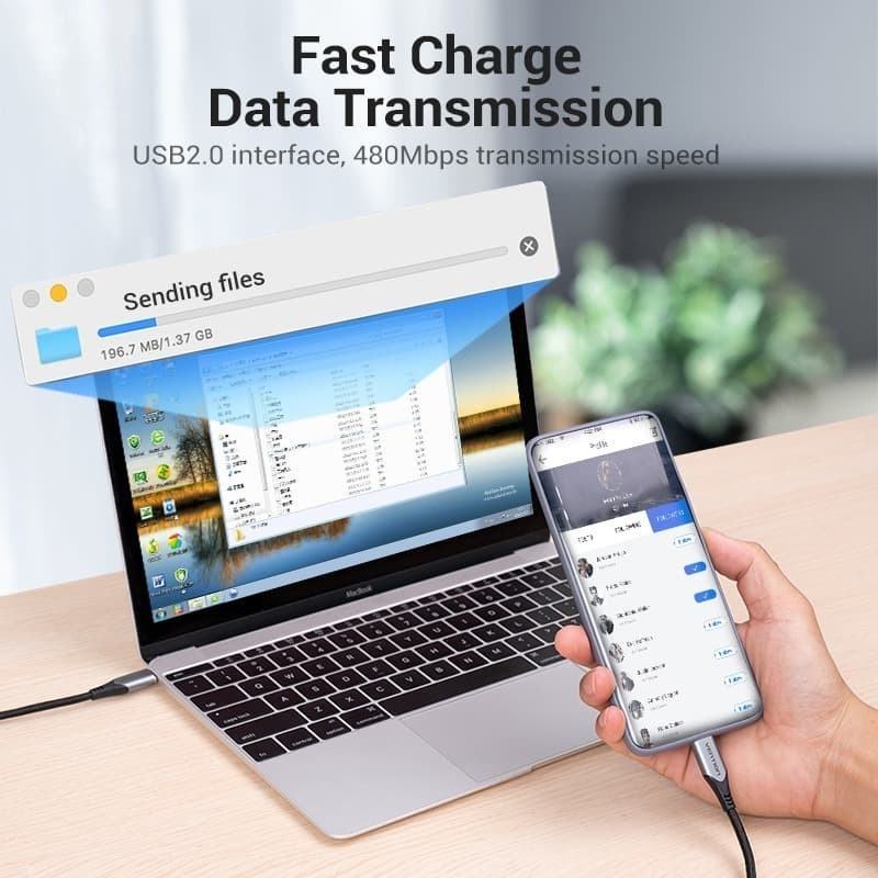 KABEL DATA CHARGER USB TYPE-C SUPER FAST CHARGING VENTION 0.25 M COF