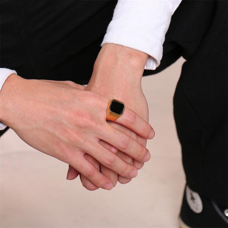 Cincin Pria Bahan Korea Stainless Steel Anti Karat 925 Lapis Perak Emas Dan Cincin Titanium Hitam Berlian Dapat Disesuaikan Untuk Ring