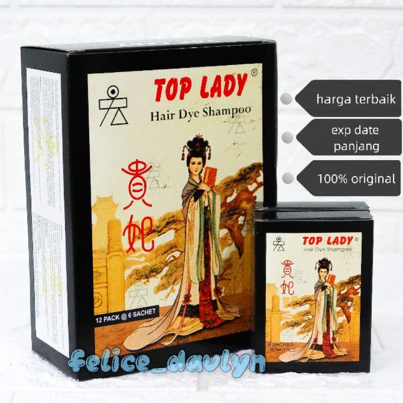 TOP LADY hair dye shampoo , semir rambut sampo bubuk