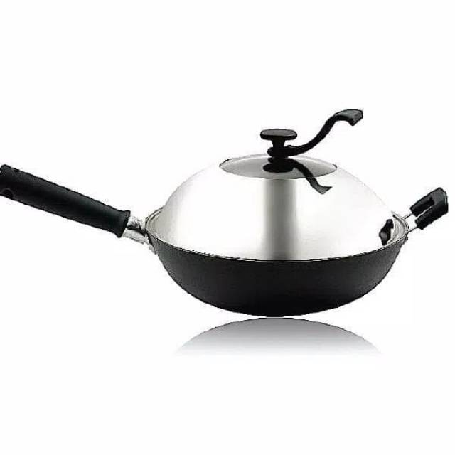 Signora Nano Wok Wajan Anti Lengket iron karbon / wajan sehat serbaguna anti lengket tutup kaca