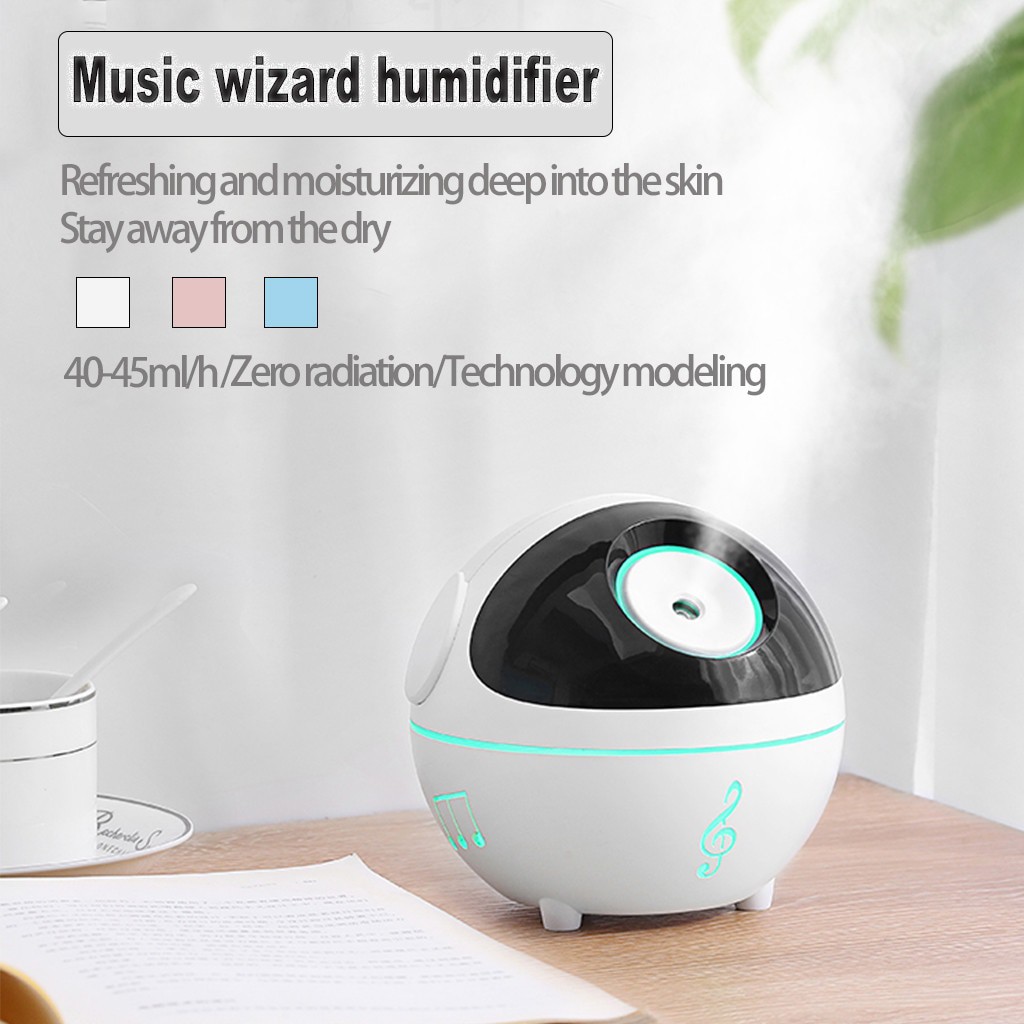 ISHOWTIENDA Ultrasonic Air Humidifier Aromatherapy Music Wizard Rechargeable 350ml