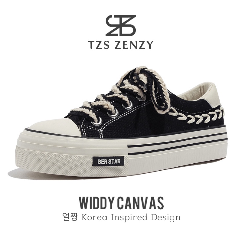 TZS Zenzy Widdy Canvas Korea Designed - Sepatu Canvas Comfy Wanita-Hitam
