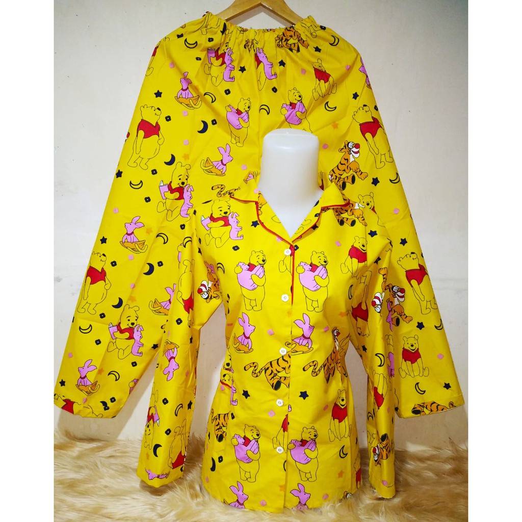 LFF - Piyama PP Dewasa Baju Tidur motif Kartun Fit to XL-Pooh Moon Kuning