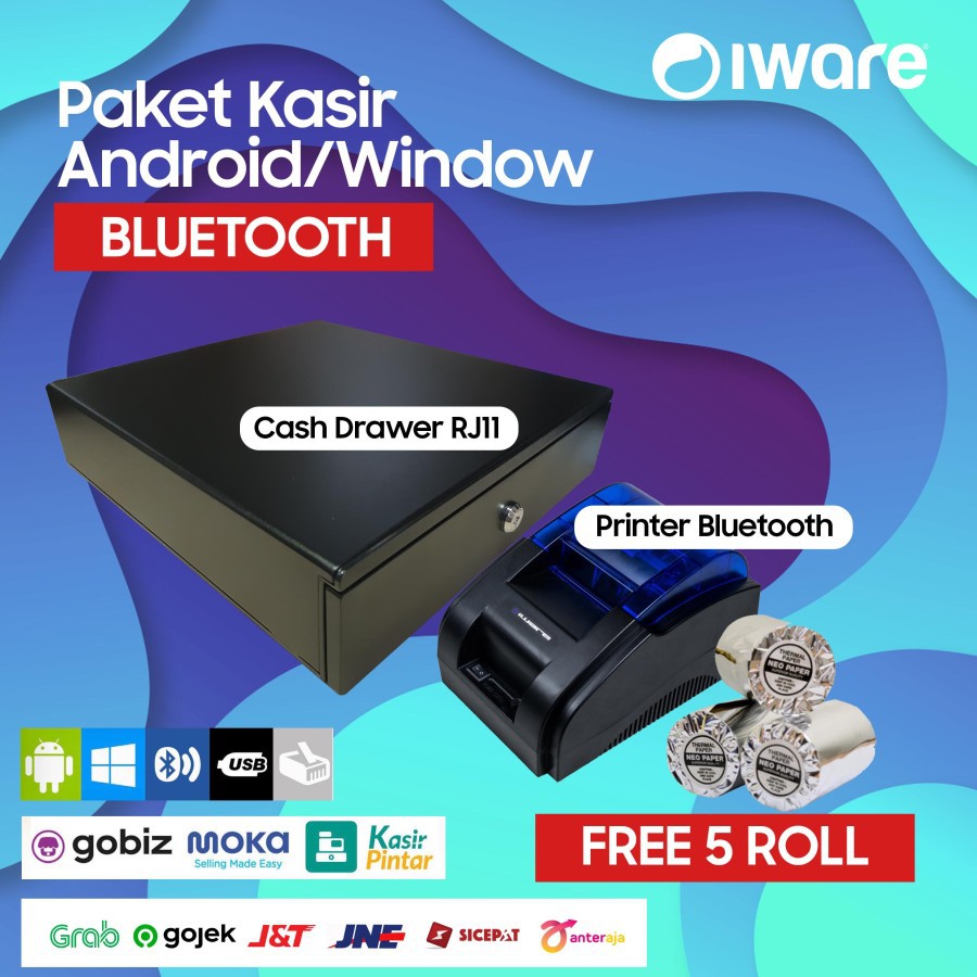 PAKET KASIR IWARE PPOB ANDROID CASH DRAWER PRINTER 