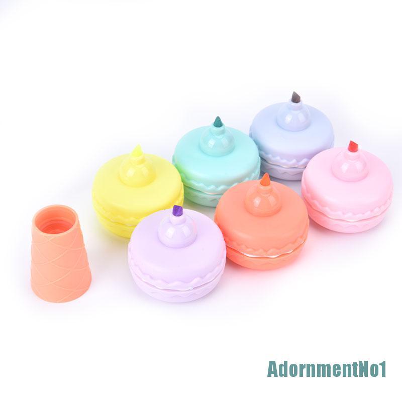 (AdornmentNo1) 6pcs / Set Spidol Highlighter Warna Macaron Fluorescent Untuk Gambar / Dekorasi Kue