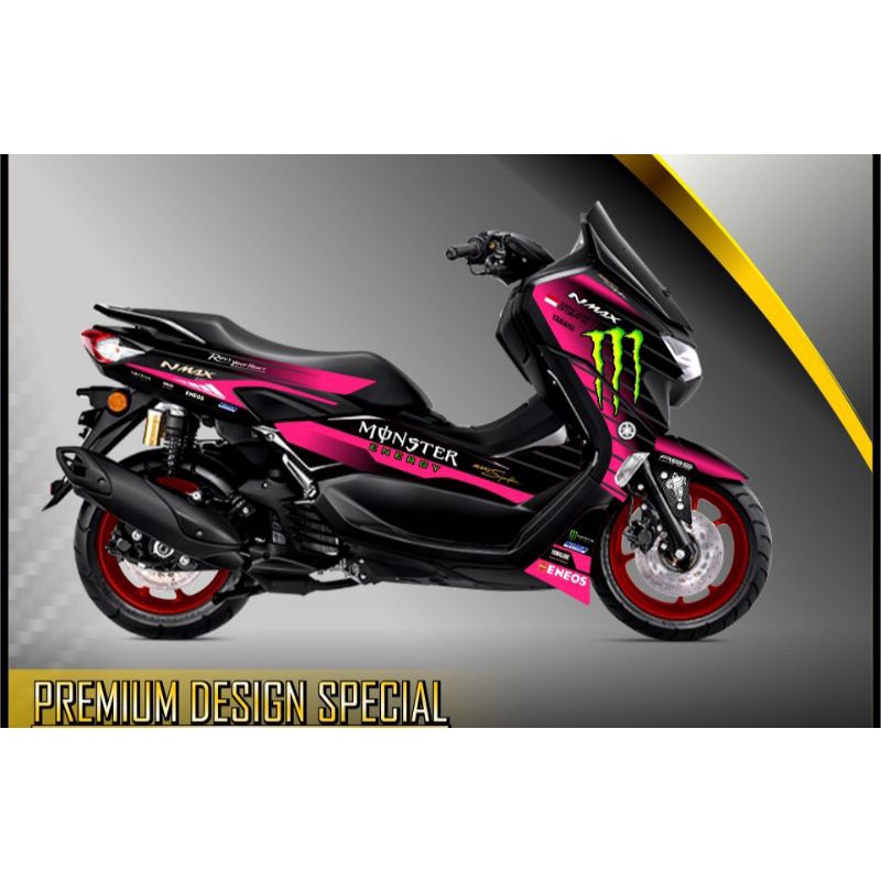 008 STRIPING STICKER VARIASI MOTOR NMAX NEW YAMAHA TH 2020-2021 MOTIF CAKAR MONSTER