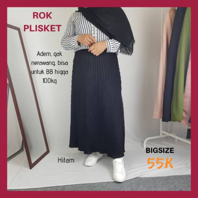 ROK PLISKET JUMBO / BIGSIZE - PREMIUM XXXL 100KG - REMPEL PLEATED FLARE SKIRT MAYUNG