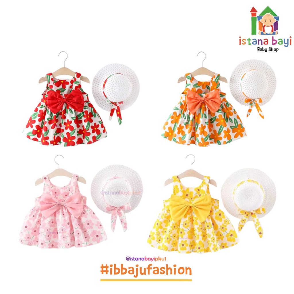 DRESS BAYI - KOREAN BABY DREES 0-3 TAHUN FREE TOPI / GAUN BAYI LUCU IMPORT DRESS BAYI CANTIK