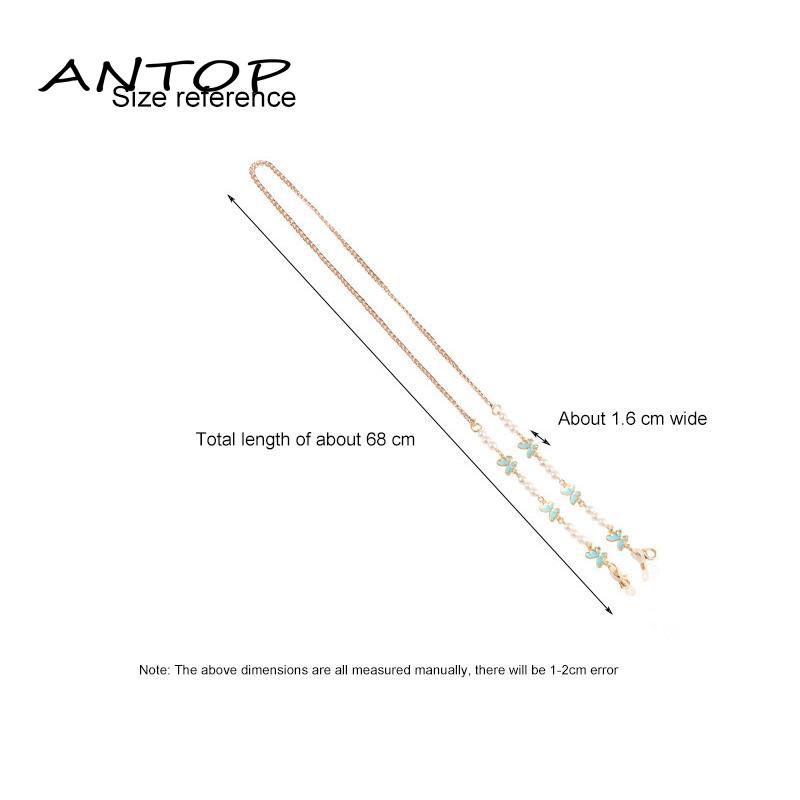 Tali Rantai Kacamata Anti Hilang Bentuk Kupu-Kupu Aksen Mutiara Imitasi