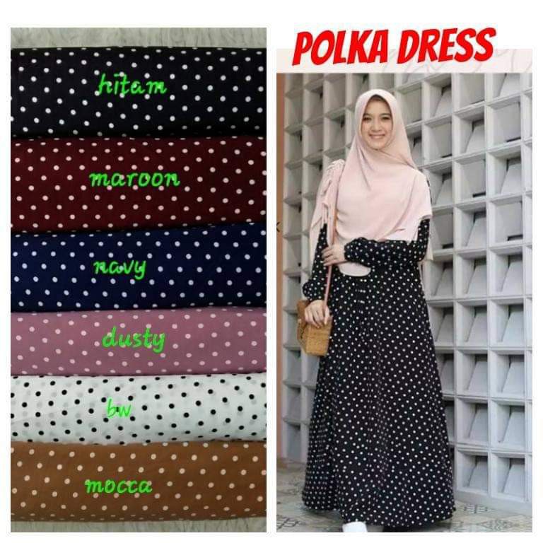 Gamis monalisa polkadot motif wolfis abaya polka syari busana muslim wanita baju pakaian cewek