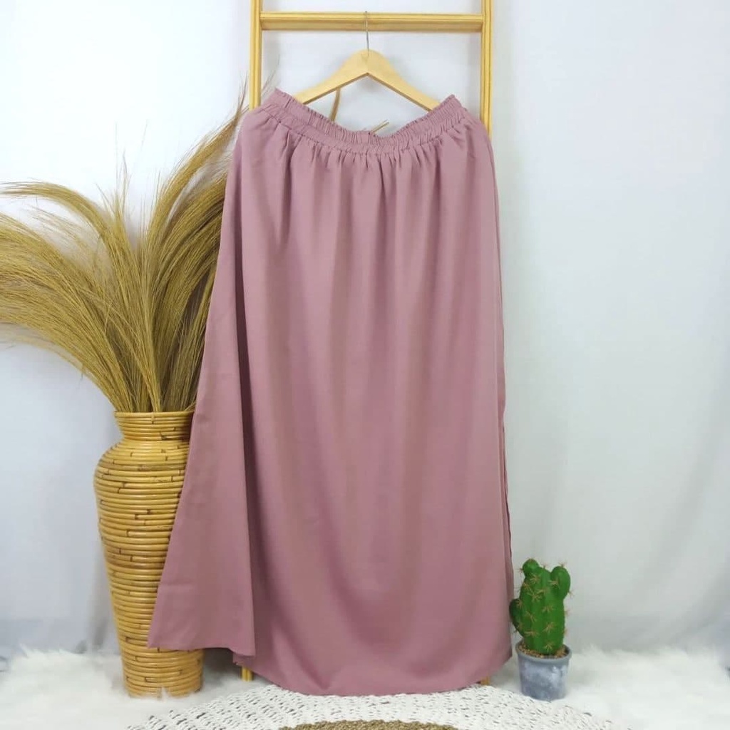 ROK SUPER JUMBO MOSCREPE BIGSIZE - LP 150 CM -  BB 100 KG KEATAS - BISA COD - BUMIL - BAHAN NYAMAN-DUSTY PURPLE