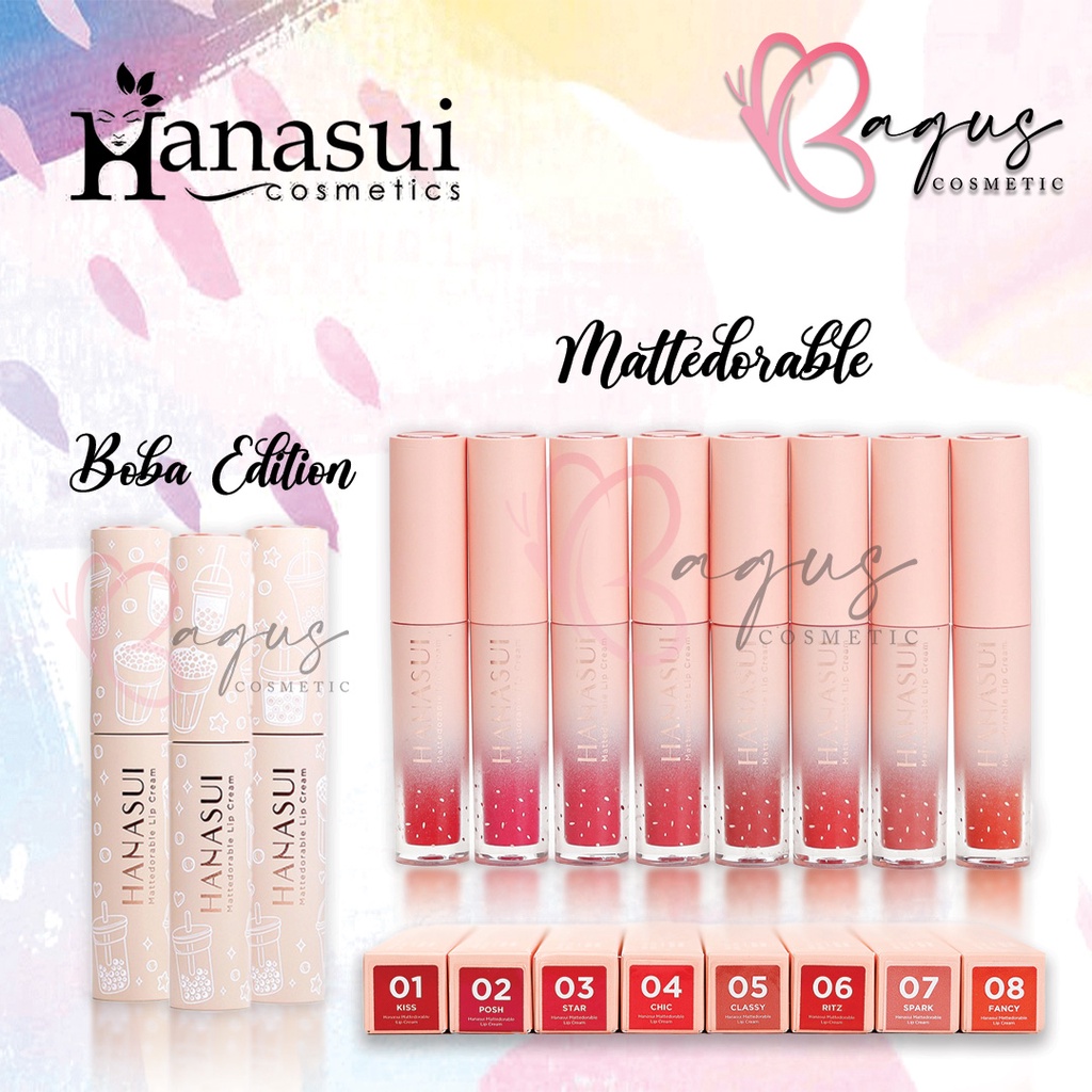 Jual ⭐BAGUS⭐ HANASUI MATTEDORABLE LIPCREAM & BOBA EDITION Lip Cream