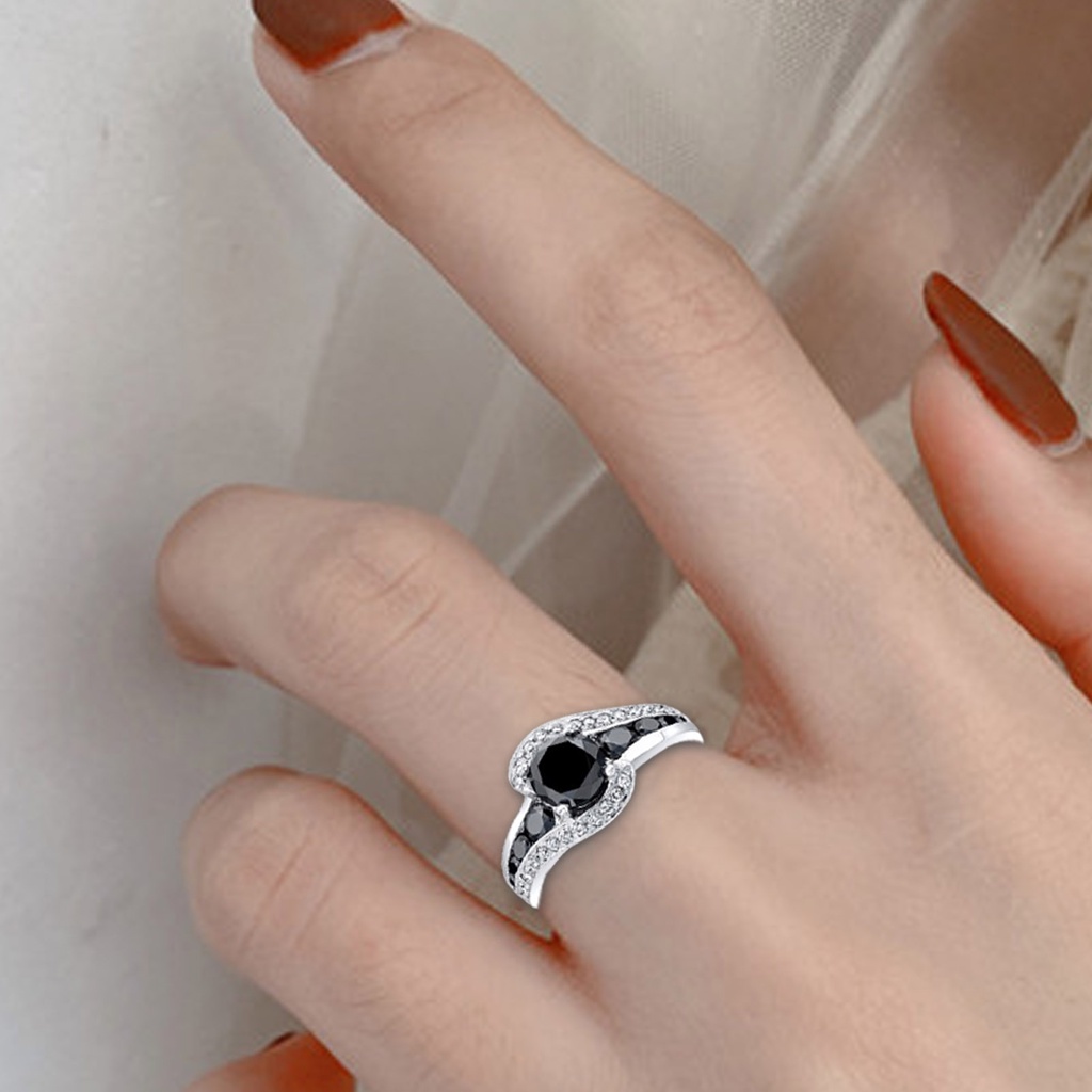 Hu Hu Hu Hu Hu Alat Bantu Pasang Kacamata♡ Cincin Bentuk Geometris Bahan Cubic Zirconia Warna Hitam Untuk Pernikahan