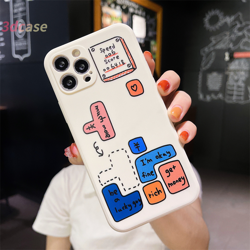 Casing Soft Case Compatible For IPhone 11 12 13 PRO MAX 13 mini 6 7 6S 8 Plus X XR XSMAX Se 2020 6SPlus 7Plus 6Plus 8Plus XS A16 A15 A7 A5S Y20 Y12 Tetris Game Glossy Camera Lens Protector Cover