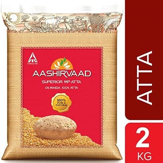 Premium Whole Wheat Flour | Aashirvaad Chakki Atta 2 KG Tepung Gandum