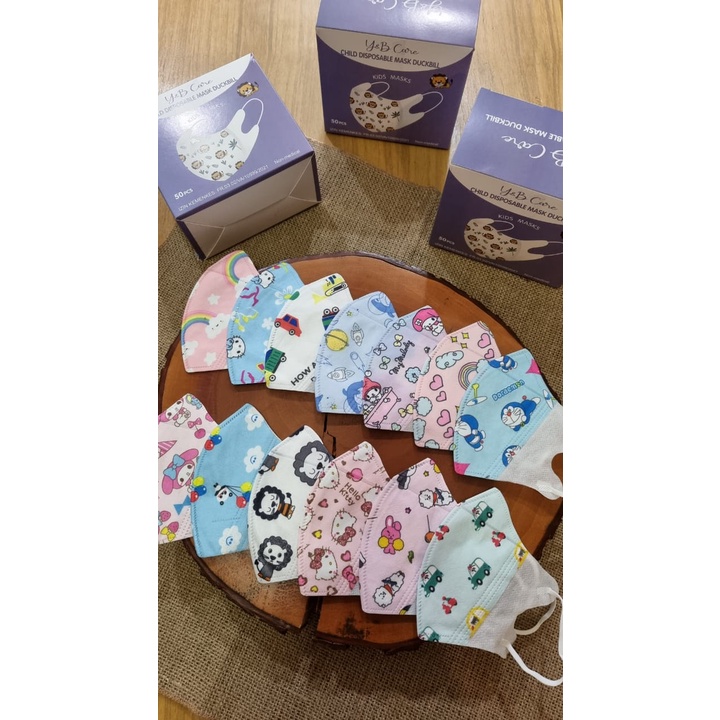 Masker Duckbill anak 3 Ply Gambar Lucu 1 Pax isi 50 Pcs Mix gambar Umur 3-9 Tahun