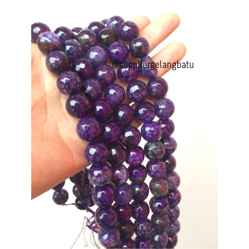 batu alam kecubung serat FACETED 14mm cutting amethys aksesoris craft amatis purple kesehatan alam