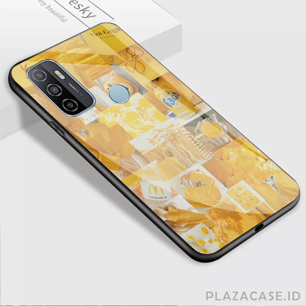 Yellow Softcase Glass [K58] A53 A92 A52 C12 C11 C15 Y20 Y30 Y50 RENO 4 A91 A31 REDMI 9 REDMI NOTE 9