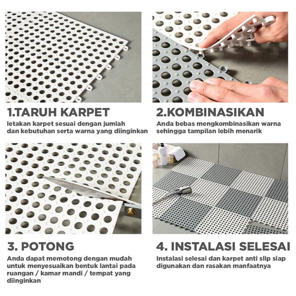 BRGUNIK Karpet Kamar Mandi Anti Licin 30x30CM / Keset Lantai Anti Slip Polkadot Dapur Mat Non-Slip R301