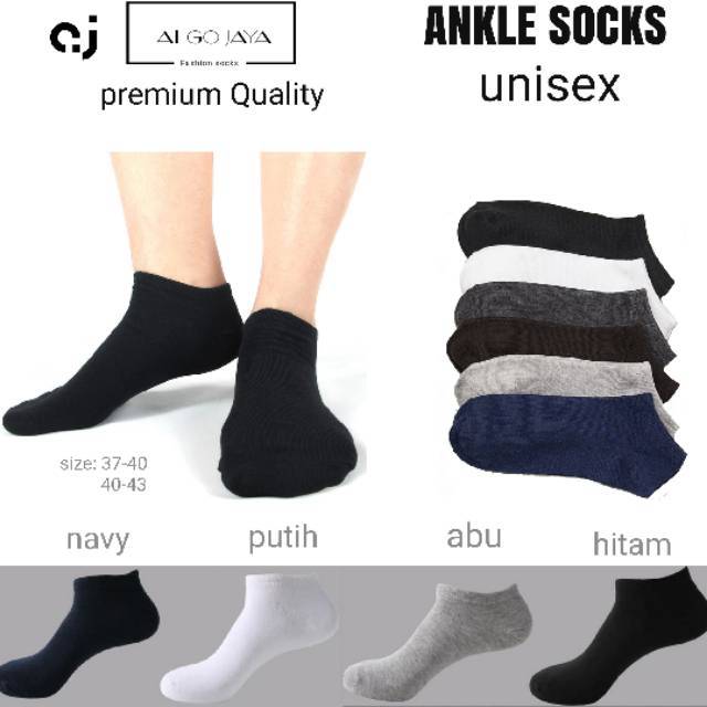 Kaos kaki pendek matakaki warna polos / Ankle socks pria wanita dewasa unisex-7