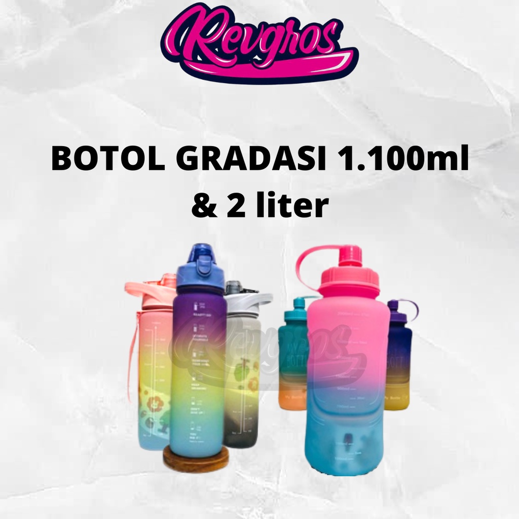 BOTOL GRADASI 1.1 LITER & 2 LITER PELANGI / BOTOL MINUM 1100ML & 2000ML LUCU PELANGI / BOTOL MINUM V