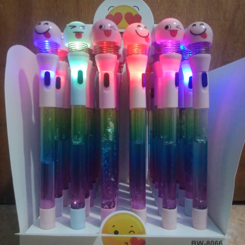 Pulpen Gel Emoji Goyang / Gel Pen Karakter Joged lampu Nyala