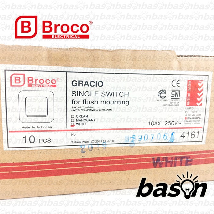 BROCO Gracio 4161 Cream | Saklar 1 Gang 1 Way