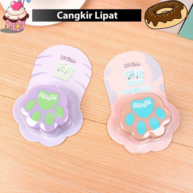 ~ PIYOSHI08 ~ Gelas Lipat Portabel Bentuk Paw Print Cangkir Lucu Multifungsi Telescopic Cup PD142