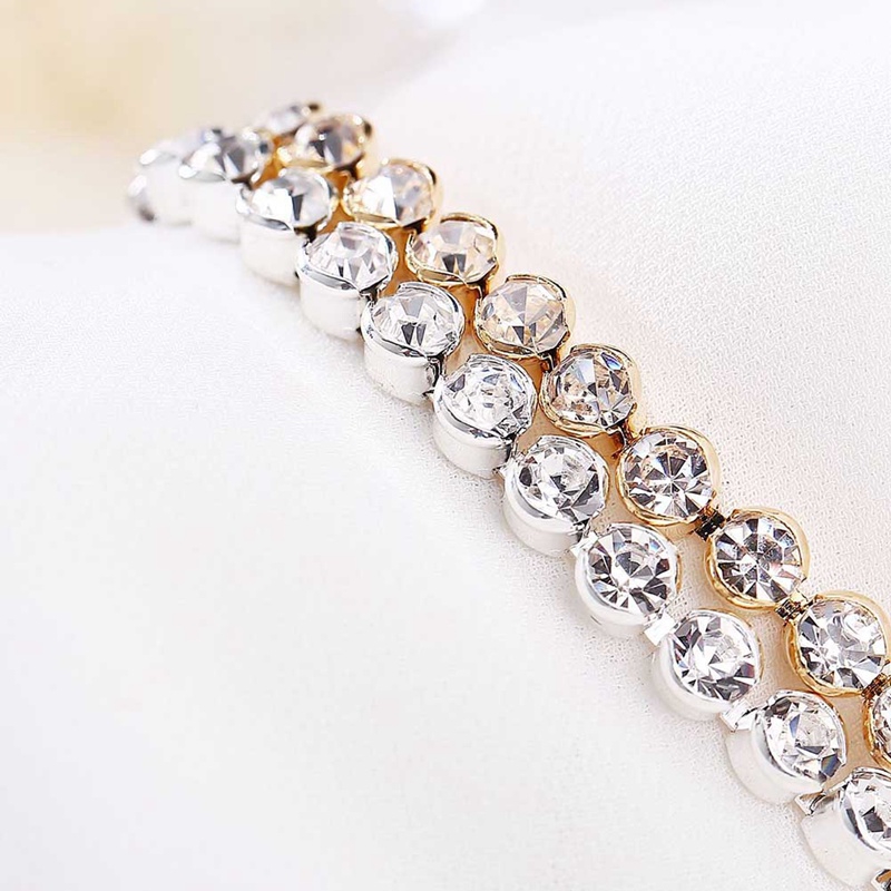 Gelang Rantai Kristal Roman Sederhana Aksen Zirkon Baris Tunggal