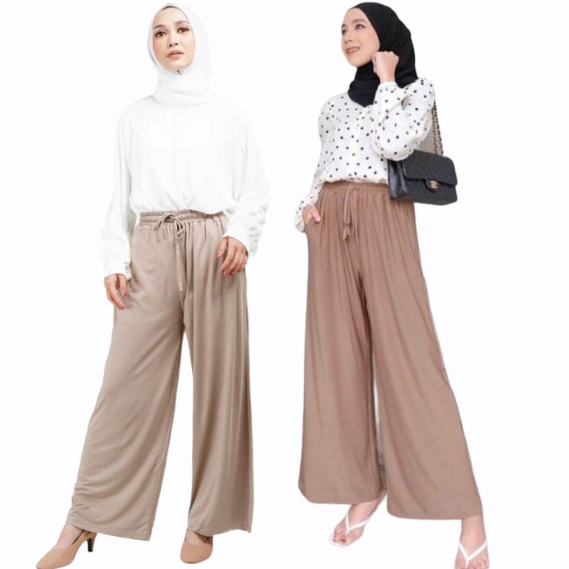 UNIQLO Celana kulot rayon wanita polos fit to XL