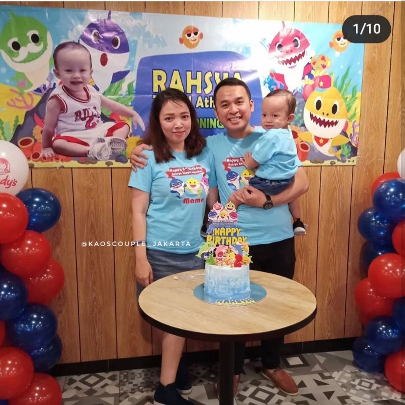 GRATIS CUSTOM NAMA/FOTO/ANGKA Baju/Kaos Ulang Tahun Baby Shark,Papa Shark,Mama Shark,Daddy Shark T-S