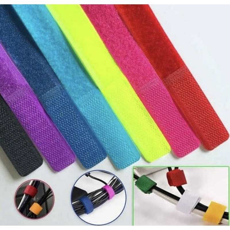 Silikon Ikat Kabel Velcro Strap Pengikat Kabel Penjepit Kabel Rapi Strap Cable