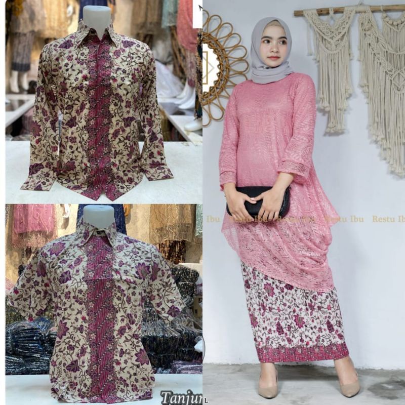 TUNIK BRUKAT MENCENG/SETELAN TUNIK BRUKAT/COUPLE TUNIK /COUPLE KEBAYA