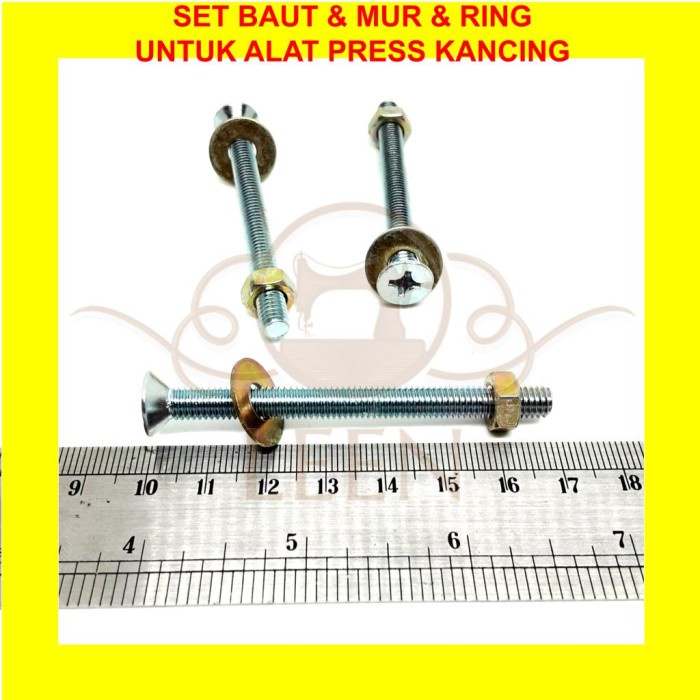 Set Baut &amp; Mur &amp; Ring untuk Alat Press Kancing Bungkus LEEN