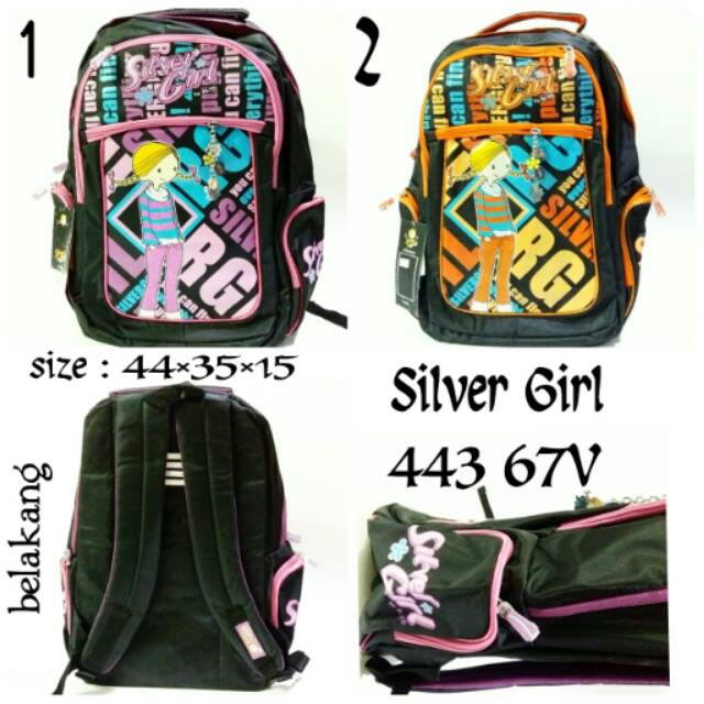 Tas ransel wanita termurah tas sekolah terbaru silver girl 443 67v silver girl original