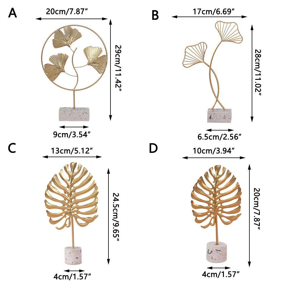 Populer Gingko Ornamen Hadiah Hiasan Miniatur Kerajinan Tangan Modern Vintage Golden Wrought Iron Craft