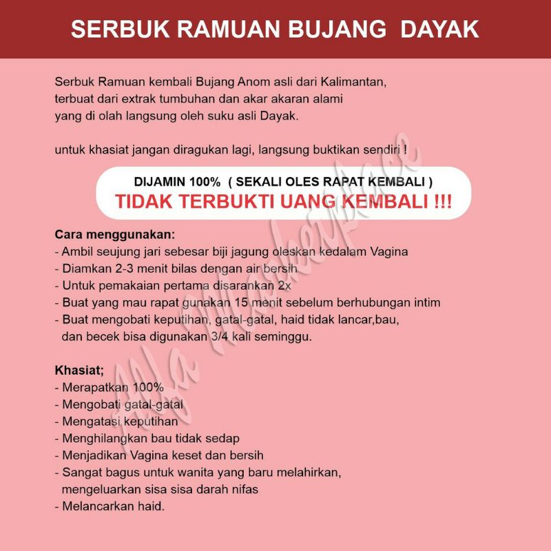 Ramuan DAYAK Kalimantan Perapat Missv (BELI 5 FREE 1) 100% ORIGINAL