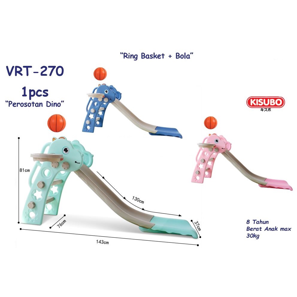 Perosotan Dino Prosotan 2 in 1 FREE RING + BOLA BASKET Mainan Anak Perosotan Dino 2in1 Perosotan Kis