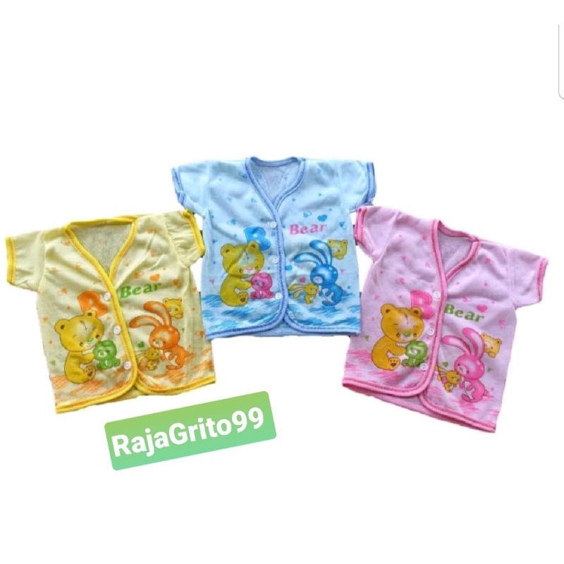 Baju Pendek Bayi Warna Motif Sablon - Print 1 Lusin / Baju Bayi Warna Lengan Pendek Sablon NewBorn