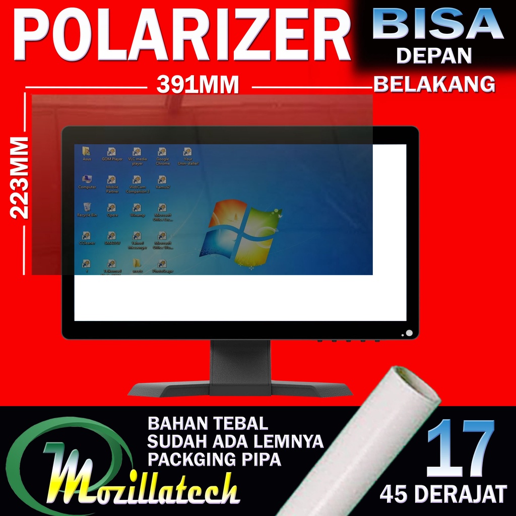 POLARIZER MONITOR 17 IN PLASTIK POLARIS POLARIZER LCD MONITOR 17 INCH 45 DERAJAT 45DERAJAT