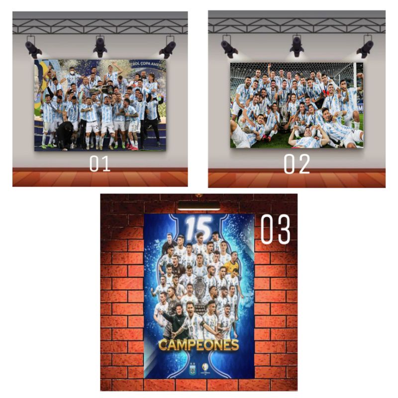 POSTER DINDING EDISI JUARA COPA AMERICA 2021/ARGENTINA/TANPA BINGKAI.