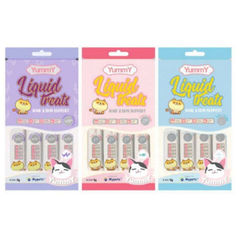 YUMMY LIQUID TREATS 1PACK ISI 4 X 15Gr / Makanan Kucing Cair