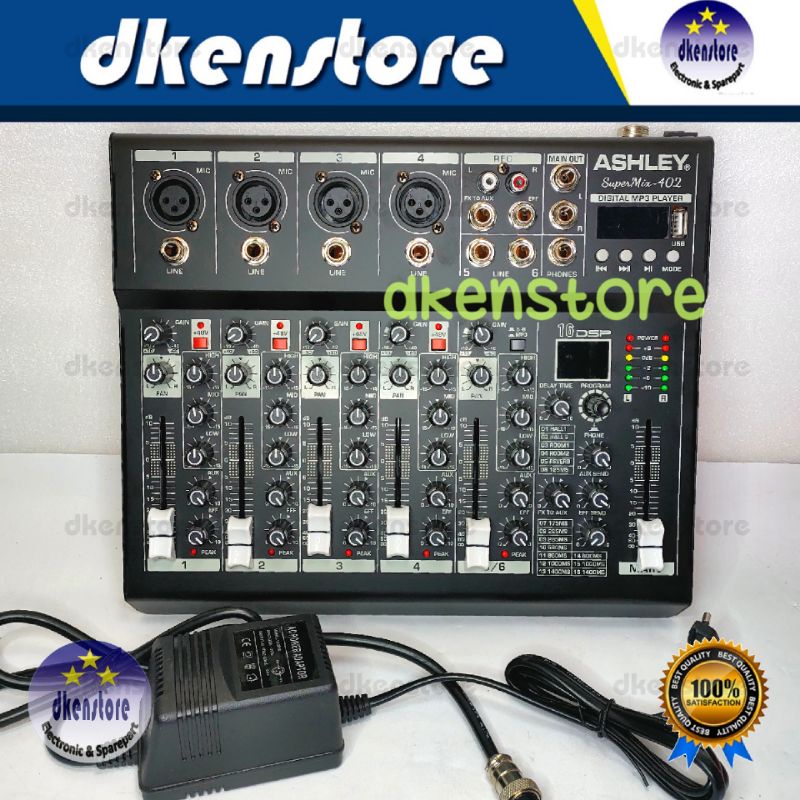 Mixer Ashley 6ch Supermix 402 New Super Mix Echo delay 16 DSP Mp3 Usb
