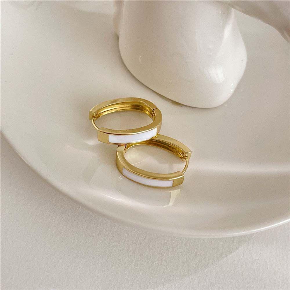 Agustina Wanita Anting Hoop Temperamen Perhiasan Fashion Sederhana Oval Bulat Gadis Stud Earrings