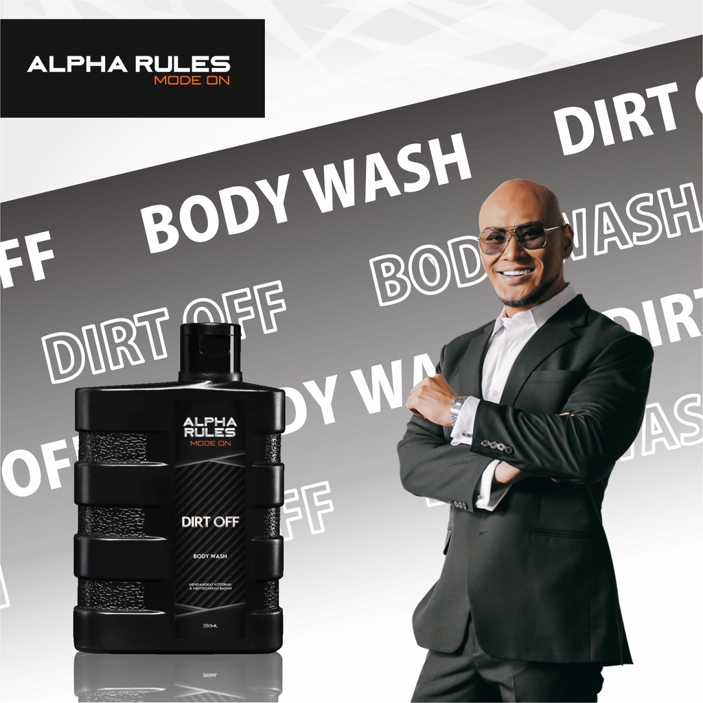 Alpha Rules Dirt Off - Body Wash Sabun Perawatan Mandi Pemutih Whitening Kulit Wangi Segar BPOM Pria
