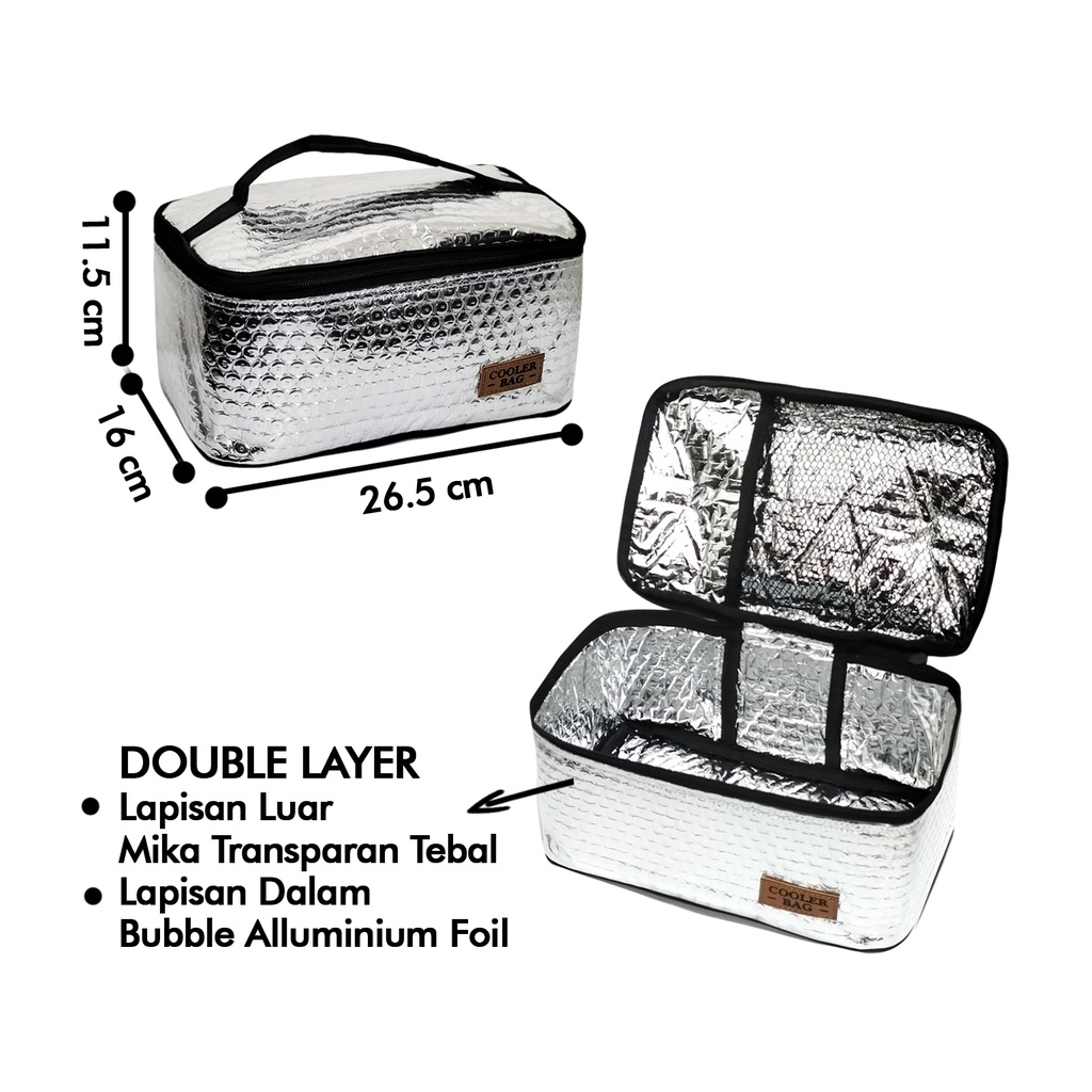 Cooler bag aluminium foil tas Asip transparan tas pendingin asi waterproof  tas tempat botol asi dan ice gel tas coolerbag jumbo