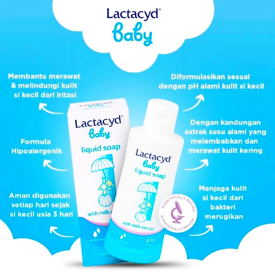 *Lailai* LACTACYD Baby Cleansing and Moisturizing Sabun Bayi 60ml / 150ml / 250ml / Gentle Care 60 ml 150 ml 250 ml 500 ml / Extra Milky 60ml - Sabun Menjaga Kelembaban Kulit Bayi